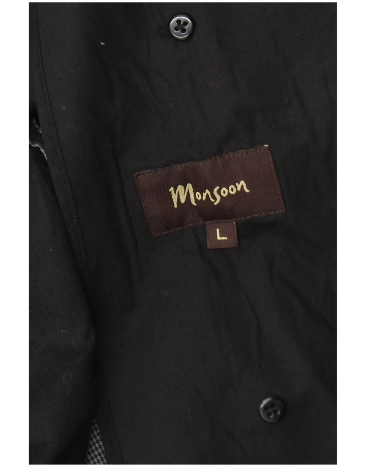 Monsoon Herren Pea Coat UK 40 Große schwarze Baumwolle