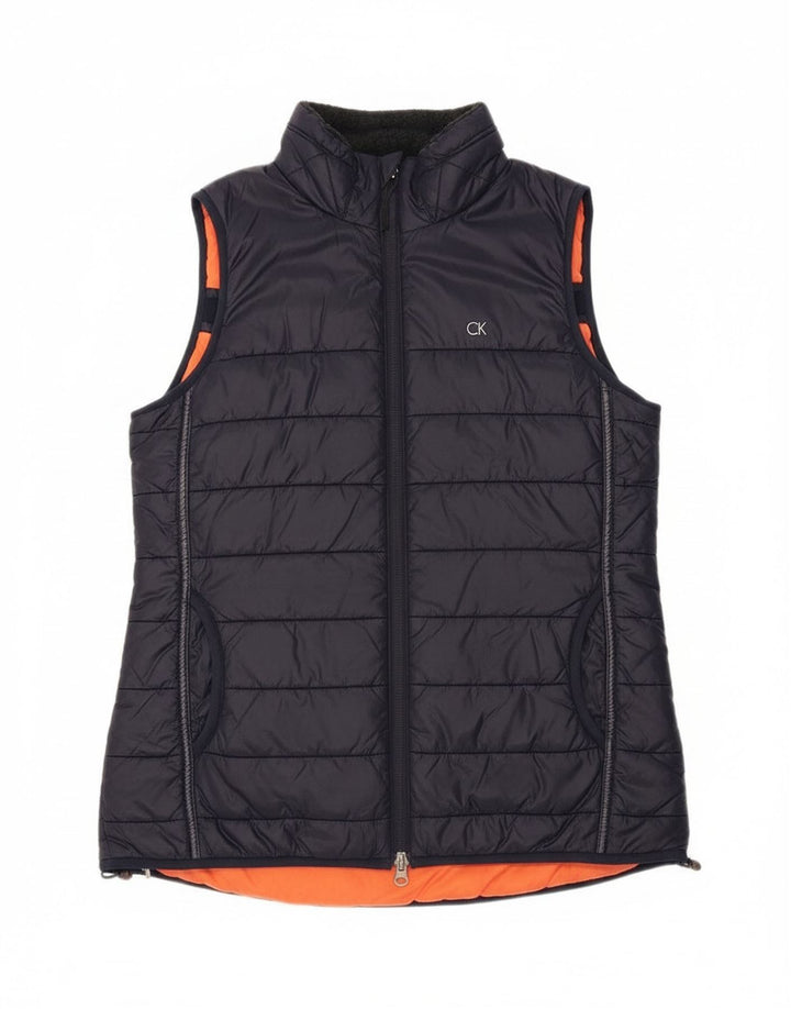 Calvin Klein Womens Gilet UK 10 Small Navy Blue Nylon