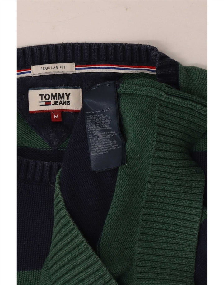 Tommy Hilfiger Herre Crew Neck Jumper Sweater Medium Grøn Stribet