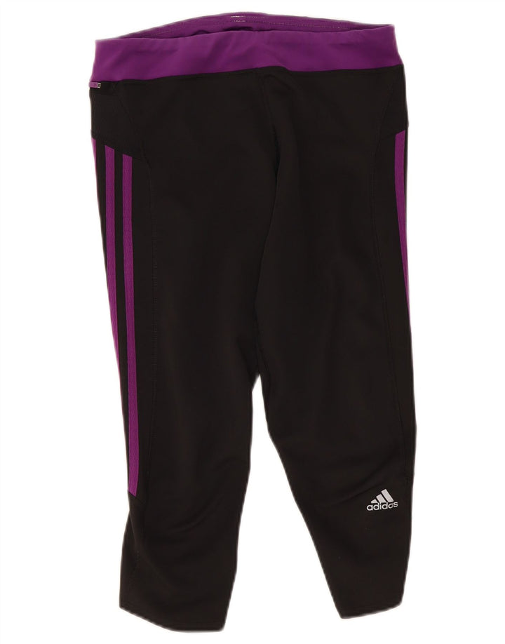 Adidas Womens Climalite Capri Leggings UK 12 Medium Black Colourblock