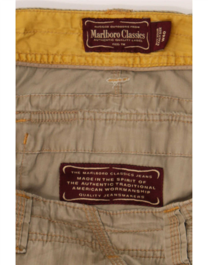 Marlboro Classics Mens Regular Fit Cargo Shorts W40 XL Khaki Cotton