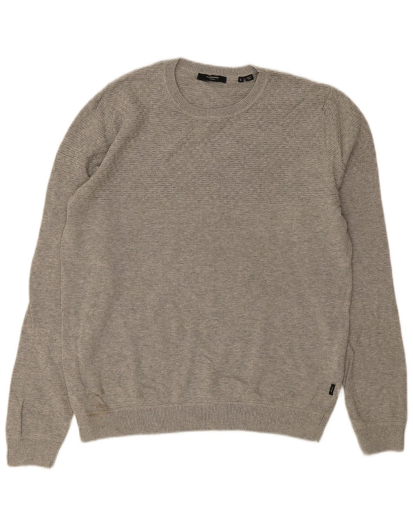 Jack & Jones Pull à col rond pour homme en coton gris Taille L