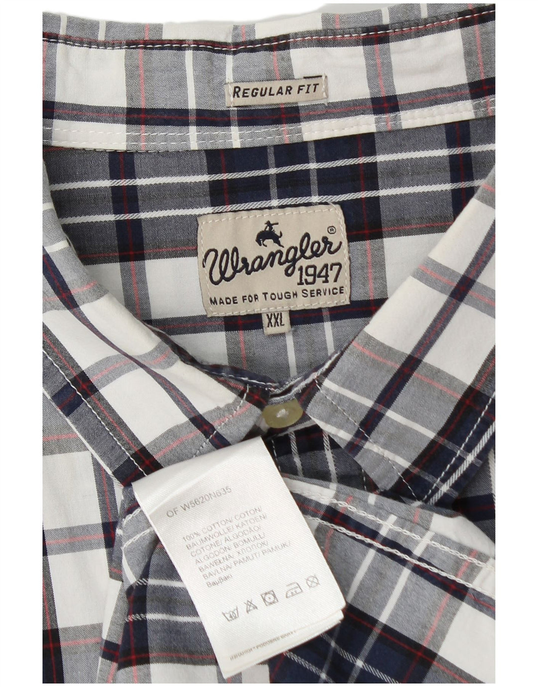 Wrangler Mens Regular Fit Shirt 2XL Navy Blue Check Cotton