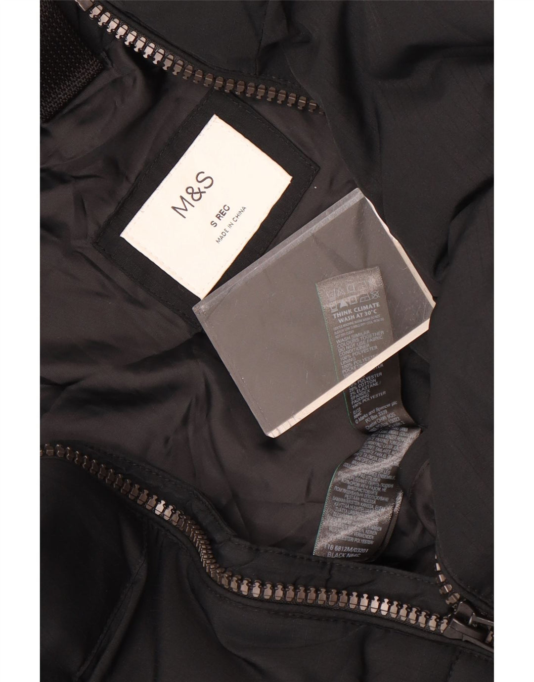 Marks & Spencer Herre polstret jakke UK 36 Lille sort polyester