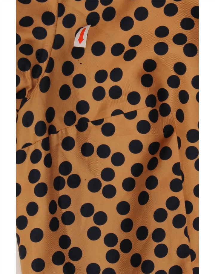 VINTAGE Womens A-Line Dress UK 12 Medium Brown Spotted