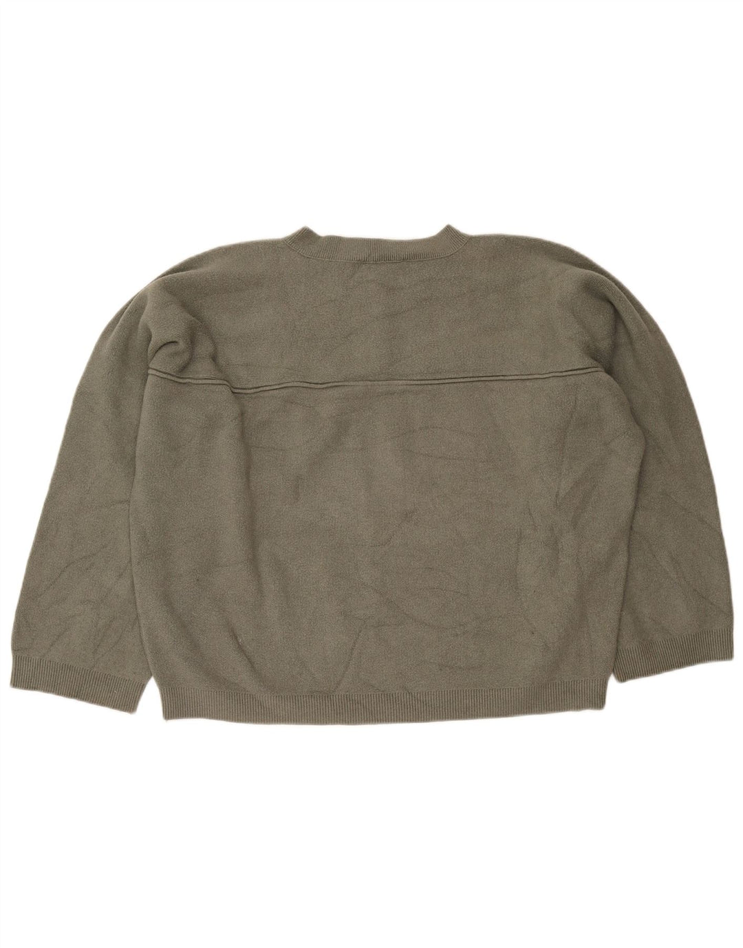 Zara Womens Oversized Button Neck Jumper Sweater UK 16 Large Khaki Viscose