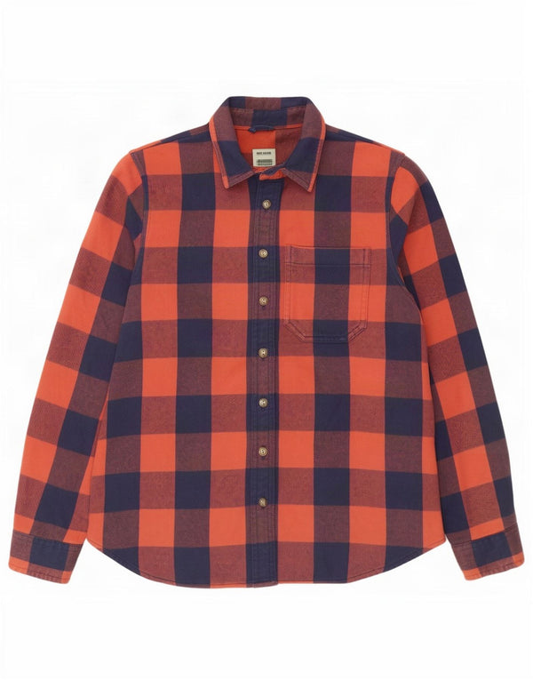 L.L.Bean Chemise surdimensionnée en flanelle pour femme UK 6 XS Orange en coton vichy