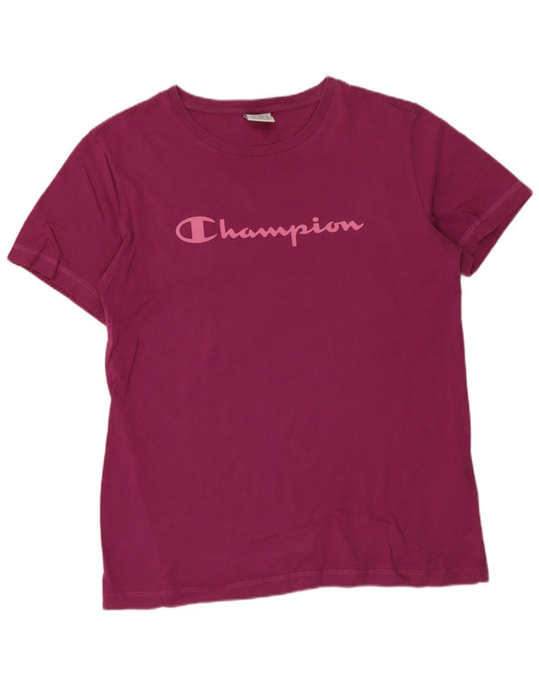 Champion Womens Graphic T-Shirt Top UK 18 XL Purple Cotton