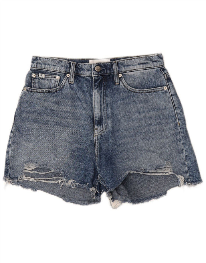 Calvin Klein Womens Denim Distressed Hot Pants W28 Medium Blue Cotton
