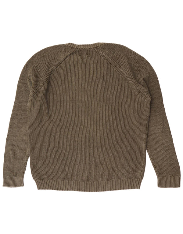 Zara Mens Crew Neck Jumper Sweater Large Green Cotton