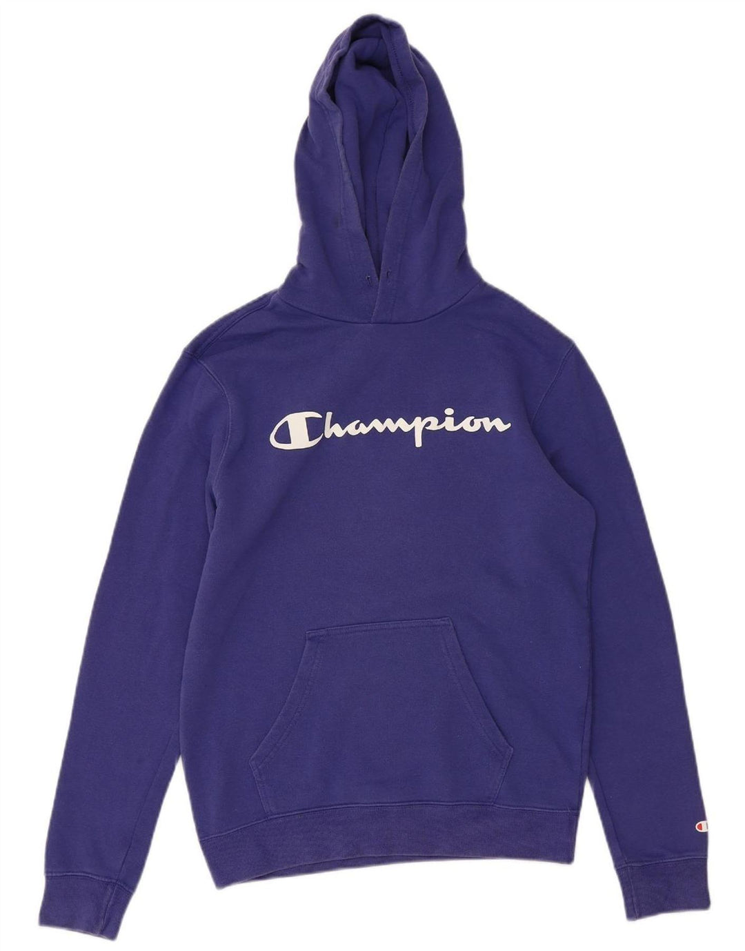 CHAMPION Suéter com capuz gráfico masculino pequeno roxo
