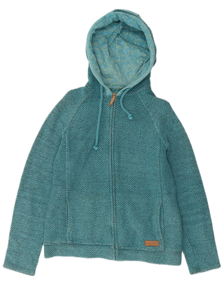 Weird Fish Womens Zip Hoodie Sweater UK 12 Medium Blue Cotton
