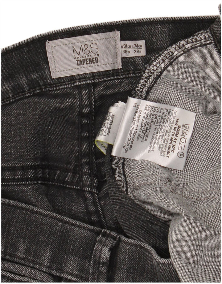 Marks & Spencer Mens Tapered Jeans W36 L29 Grey Cotton