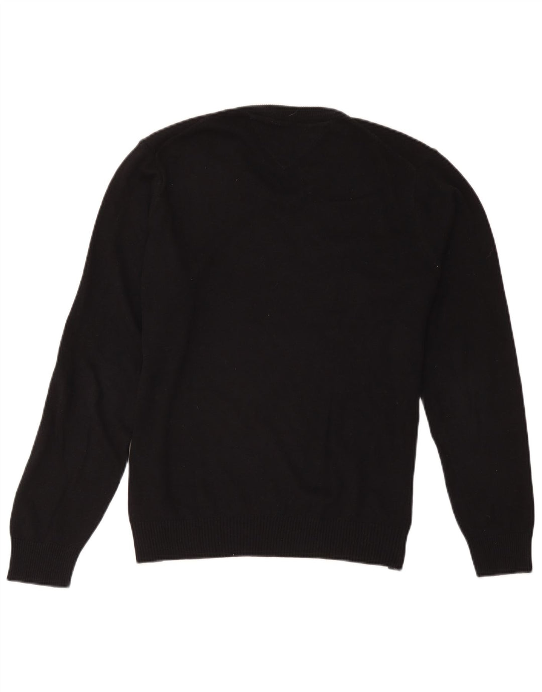 Tommy Hilfiger Mens V-Neck Jumper Sweater Medium Black Cotton