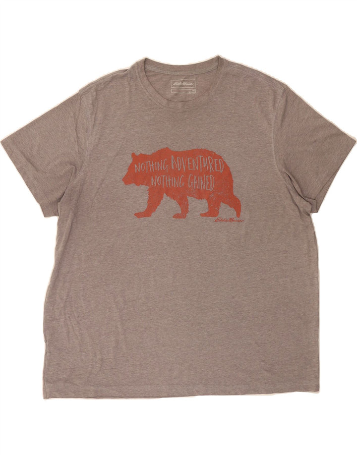 EDDIE BAUER Mens Graphic T-Shirt Top 2XL Grey Cotton Vintage Eddie Bauer and Second-Hand Eddie Bauer from Messina Hembry 