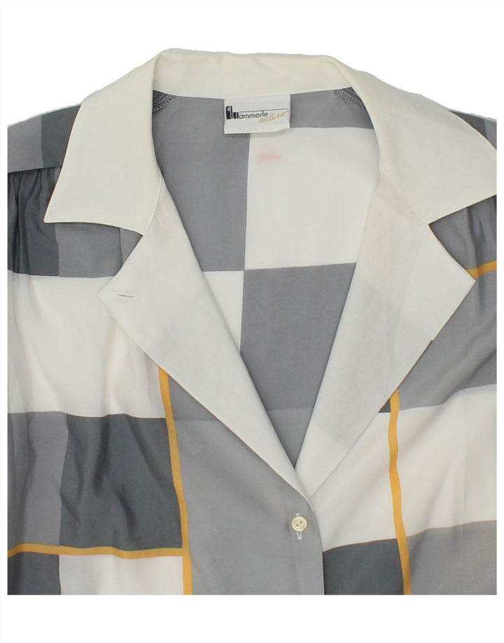 HAMMERLE Womens Long Sleeve Shirt Blouse UK 16 Large Grey Check Polyester Vintage Hammerle and Second-Hand Hammerle from Messina Hembry 