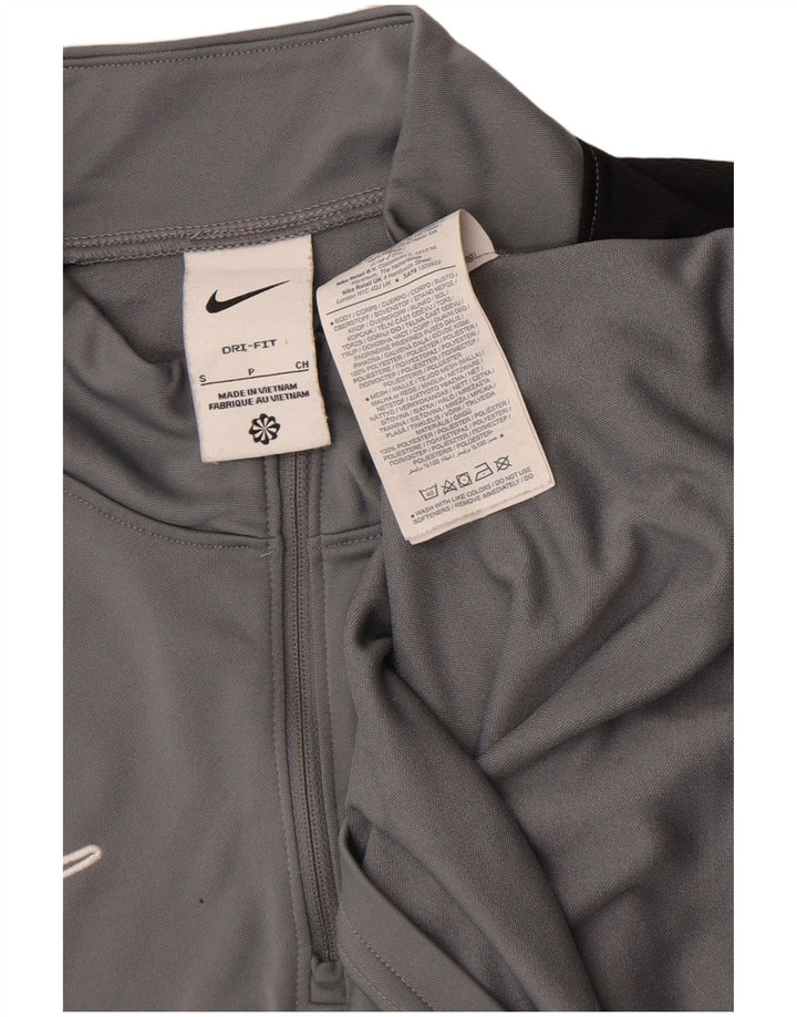 Nike Herre Dri Fit Top Langærmet med lynlåshals, lille grå Colourblock Polyester