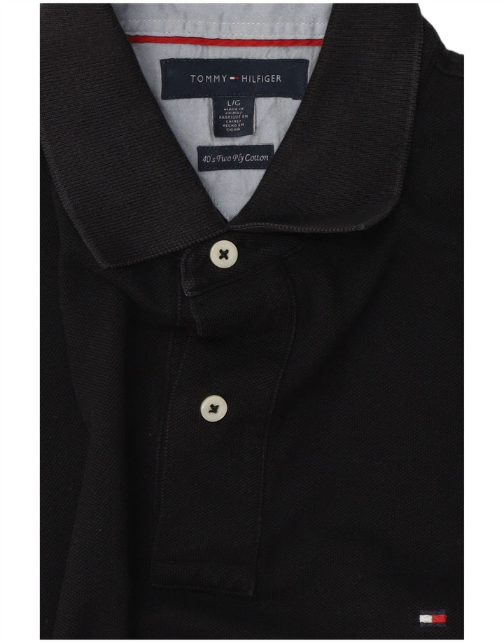 Tommy Hilfiger Mens Polo Shirt Large Black Cotton