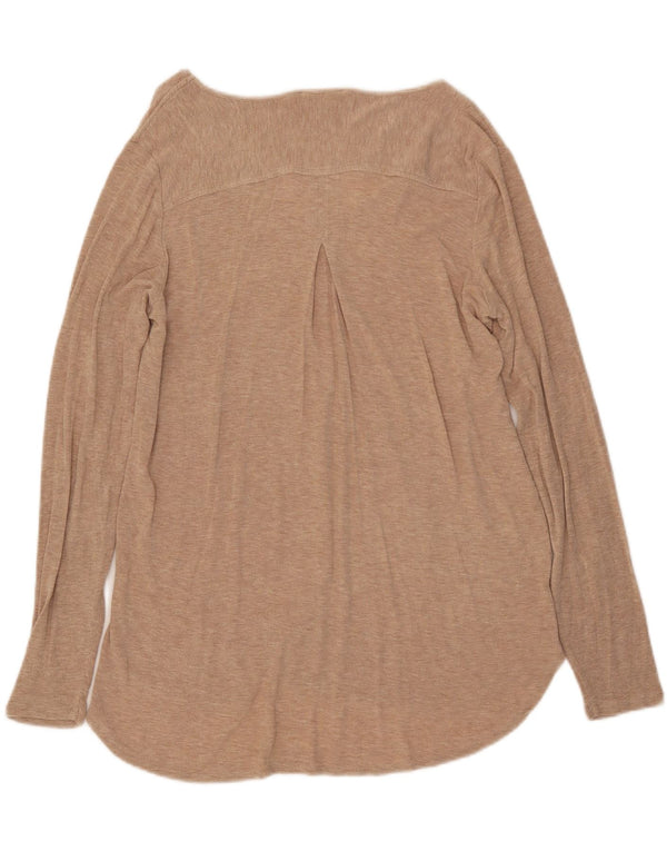 Essentials Womens Top Long Sleeve UK 12 Medium Beige Flecked