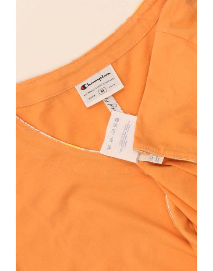Champion Womens T-Shirt Top UK 12 Medium Orange Cotton