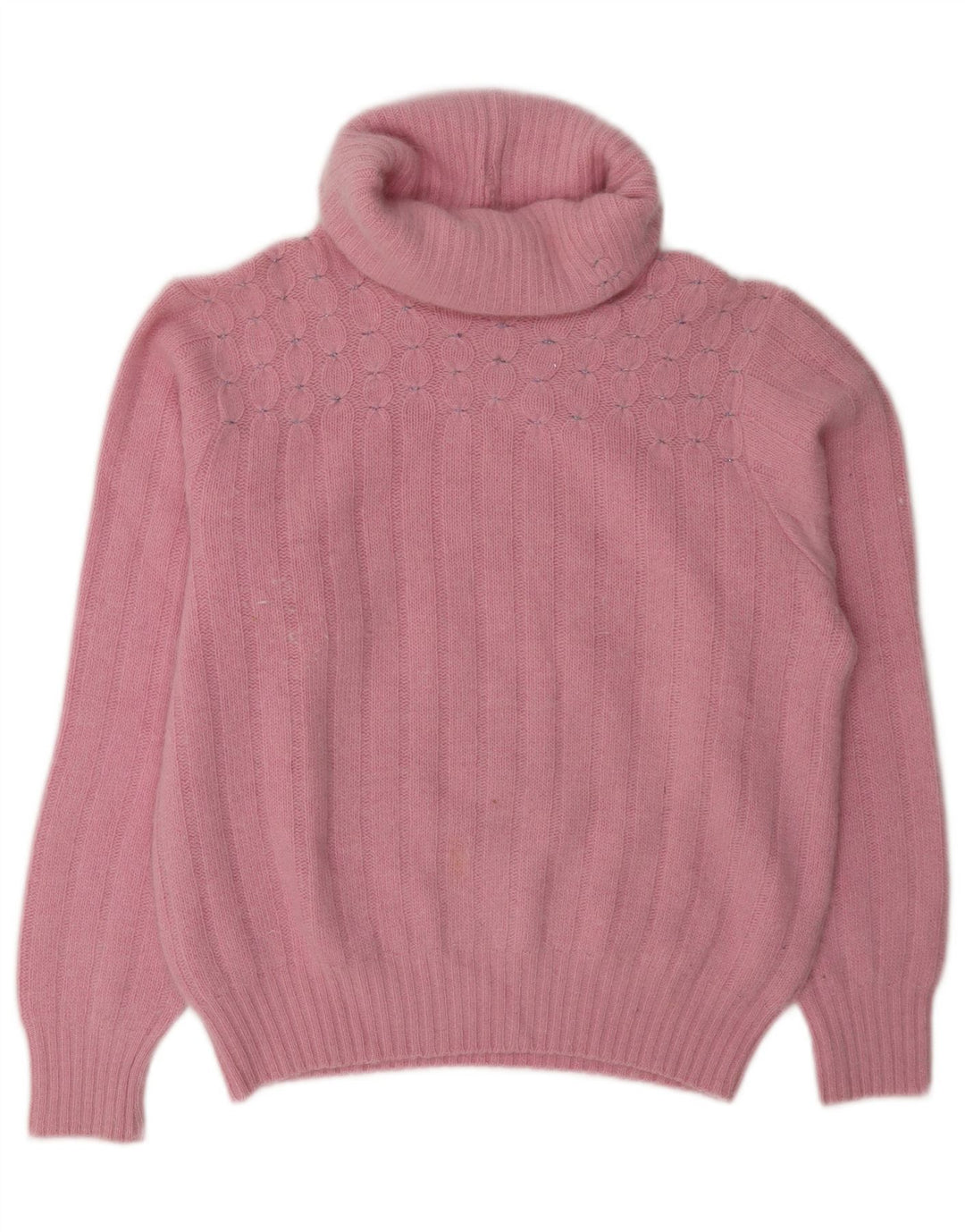Vintage Dame Roll Neck Jumper Sweater UK 14 Medium Pink