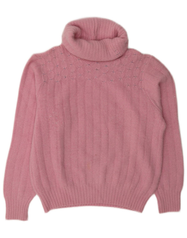 Vintage Damen Rollkragenpullover Pullover UK 14 Mittelrosa