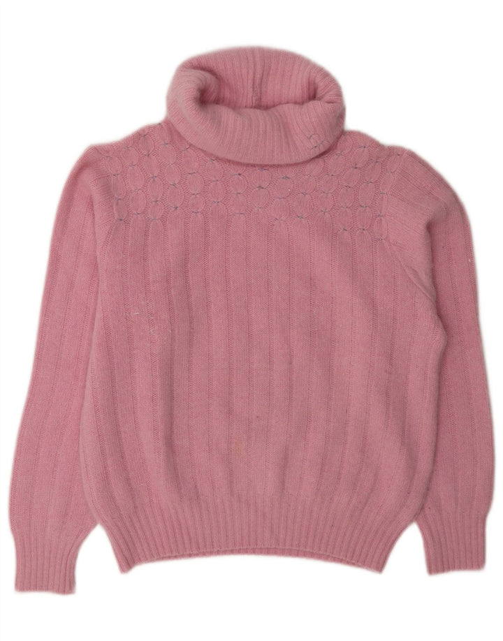 Vintage Dame Roll Neck Jumper Sweater UK 14 Medium Pink