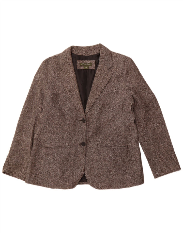 EDDIE BAUER Giacca blazer a 2 bottoni da donna US 18 2XL Lana grigia