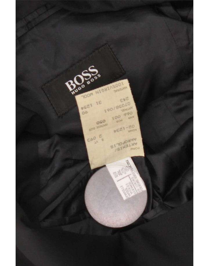Hugo Boss Mens 3 Button Blazer Jacket EU 50 Large Navy Blue Virgin Wool
