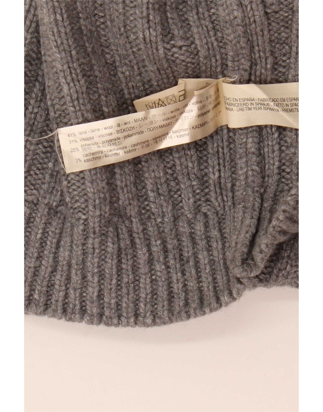 Massimo Dutti Womens Crop Turtle Neck Jumper Sweater UK 10 Small Grey