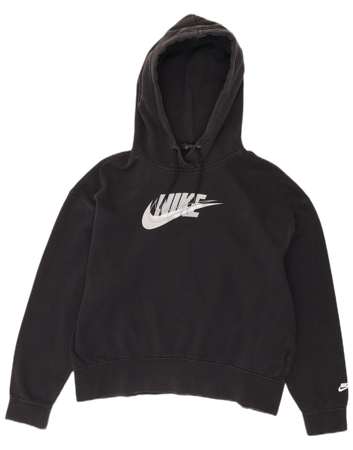 Felpa con cappuccio grafica da uomo NIKE, cotone nero medio