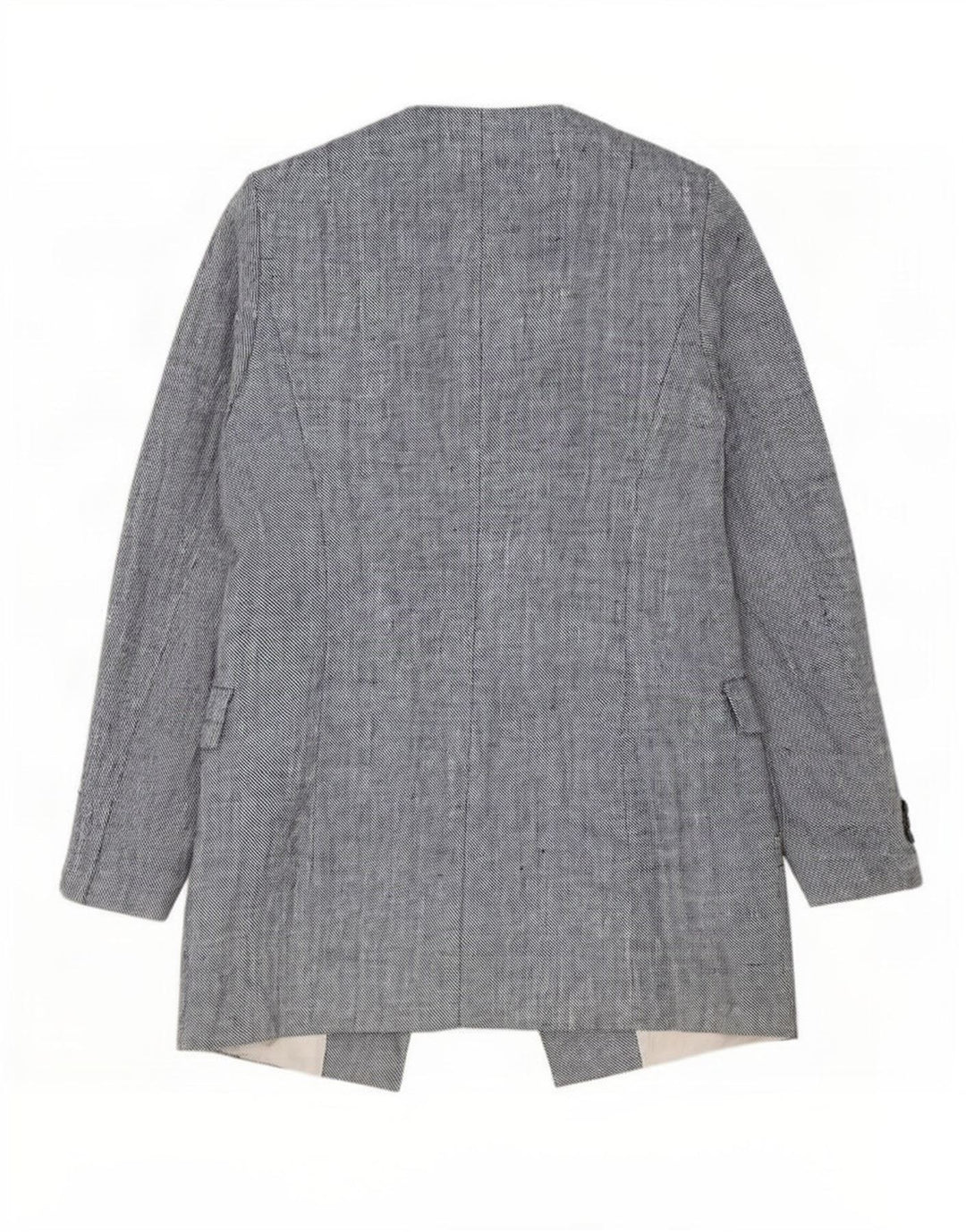Giacca blazer aperta lunga da donna Zara UK 12 Lino blu medio