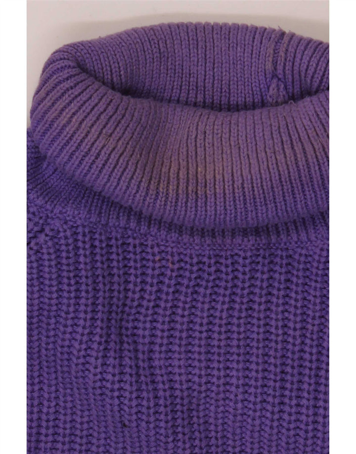 Zara Mens Roll Neck Jumper Sweater Medium Purple Cotton