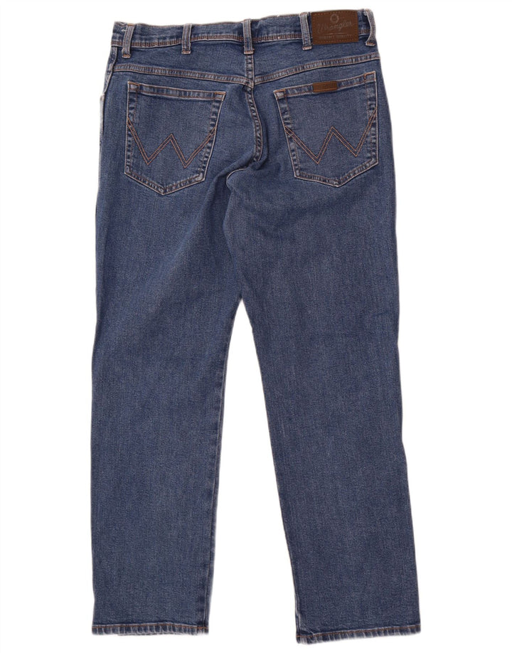Wrangler Herre Regular Straight Jeans W36 L30 Blå Bomuld