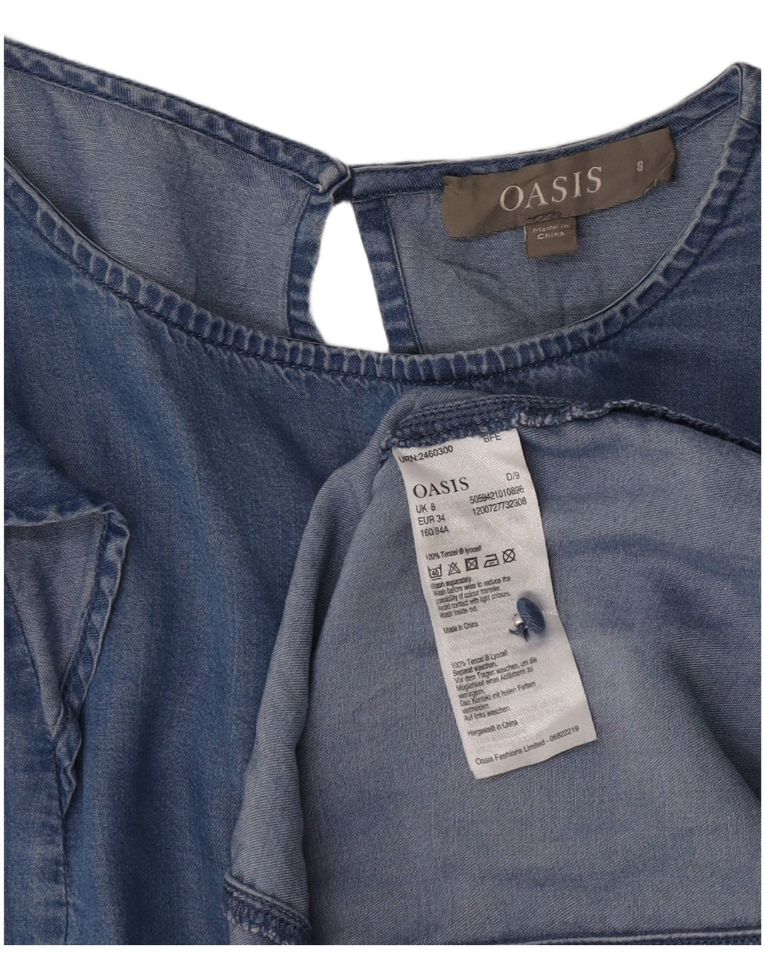 Oasis Womens Denim Dress UK 8 Small Blue Lyocell