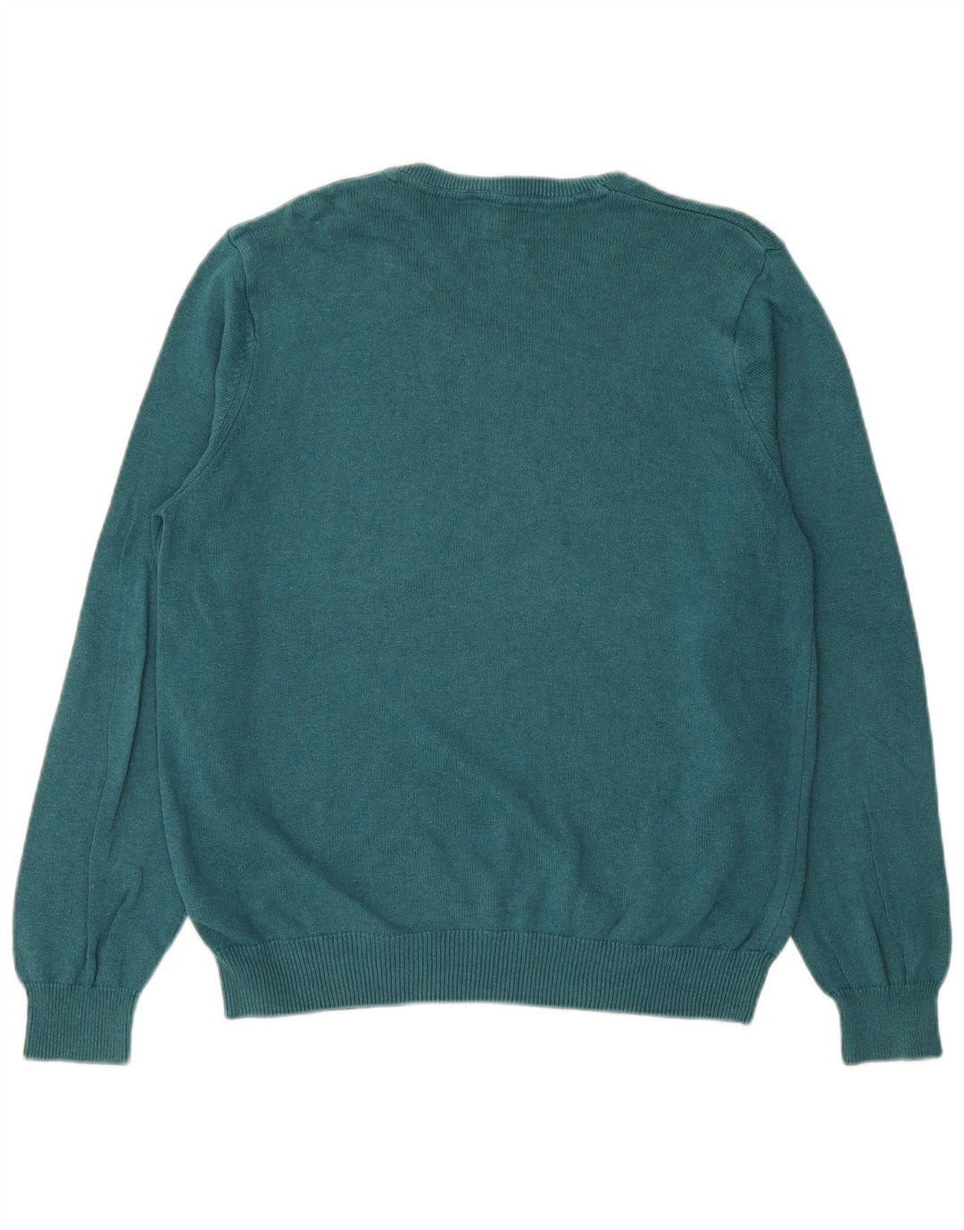 MARKS & SPENCER Mens V-Neck Jumper Sweater Large Blue Cotton