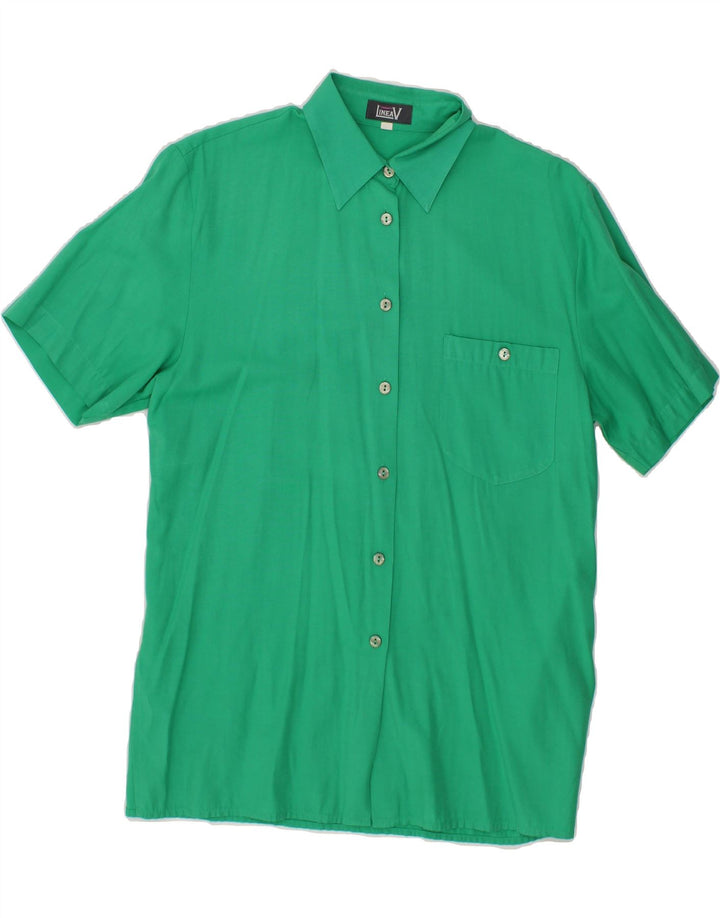 LINEAV Womens Short Sleeve Shirt EU 40 Medium Green Viscose Vintage LINEAV and Second-Hand LINEAV from Messina Hembry 