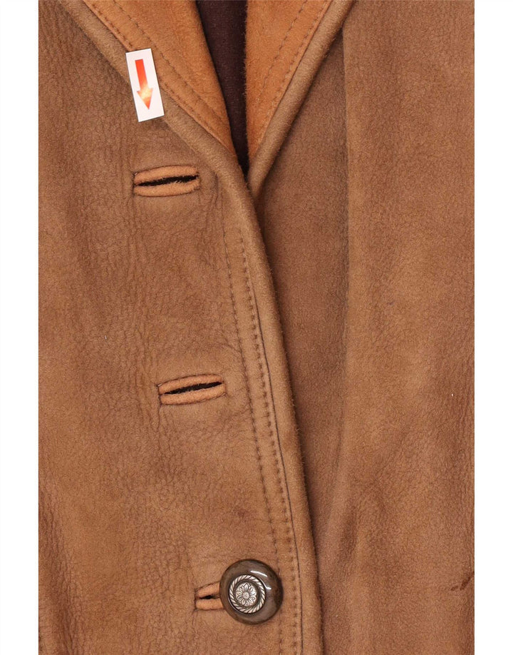 Vintage Damen Blazerjacke aus Wildleder mit 1 Knopf IT 40, großes braunes Leder