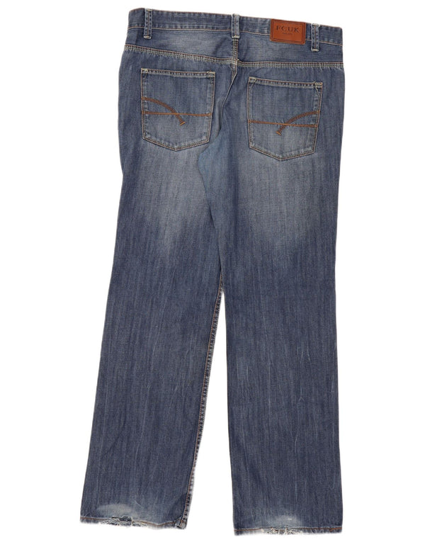 Jeans dritti da uomo vestibilità regolare Fcuk W36 L34 Blu