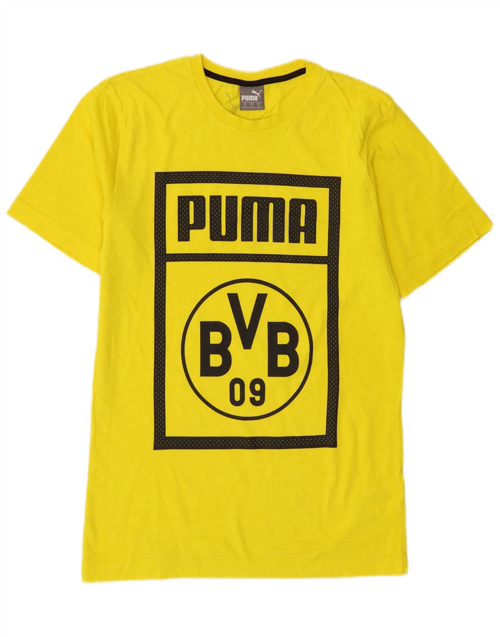 Puma Mens Graphic T-Shirt Top Medium Yellow Cotton