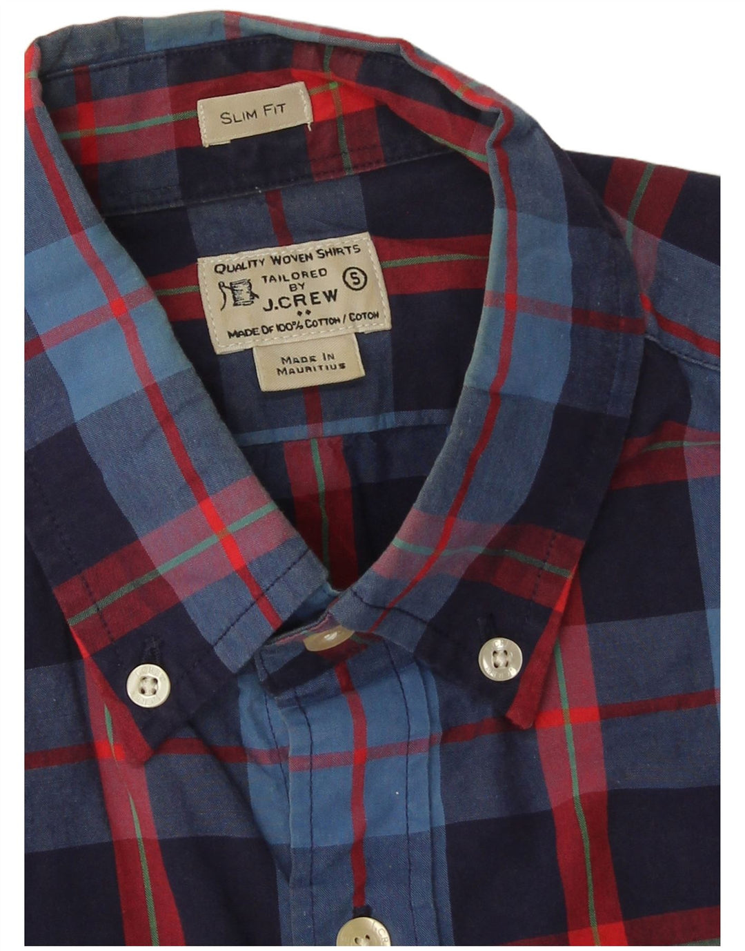 J. Crew Mens Slim Fit Shirt Small Navy Blue Check Cotton