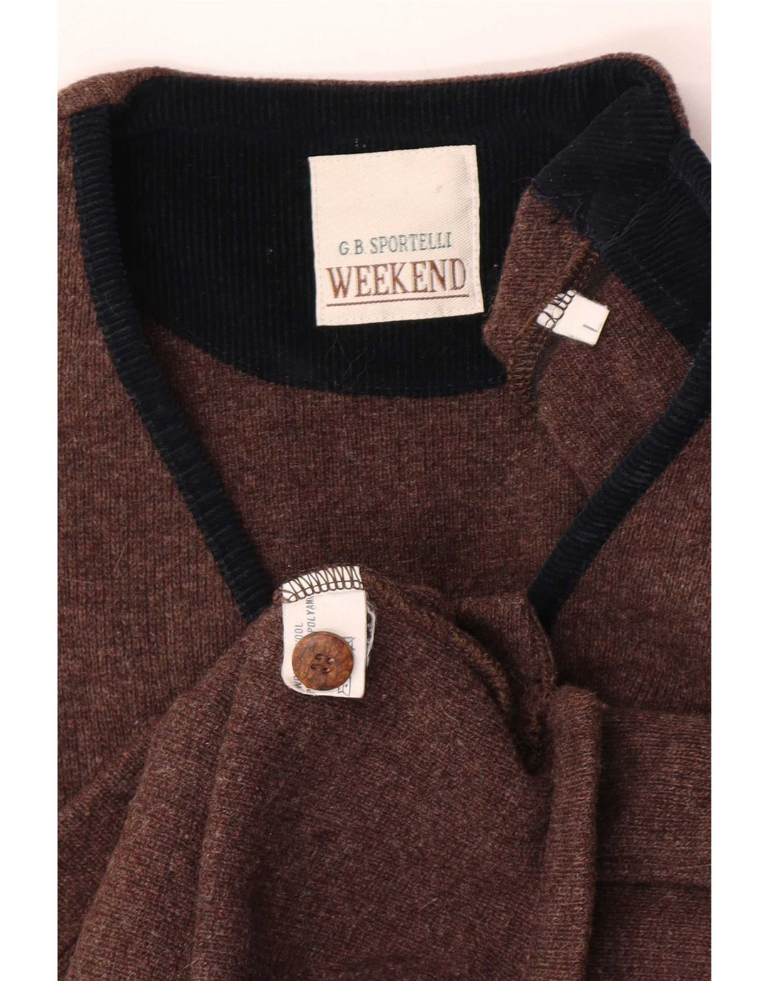 Vintage Mens Weekend Sleeveless Cardigan Sweater Large Brown Wool
