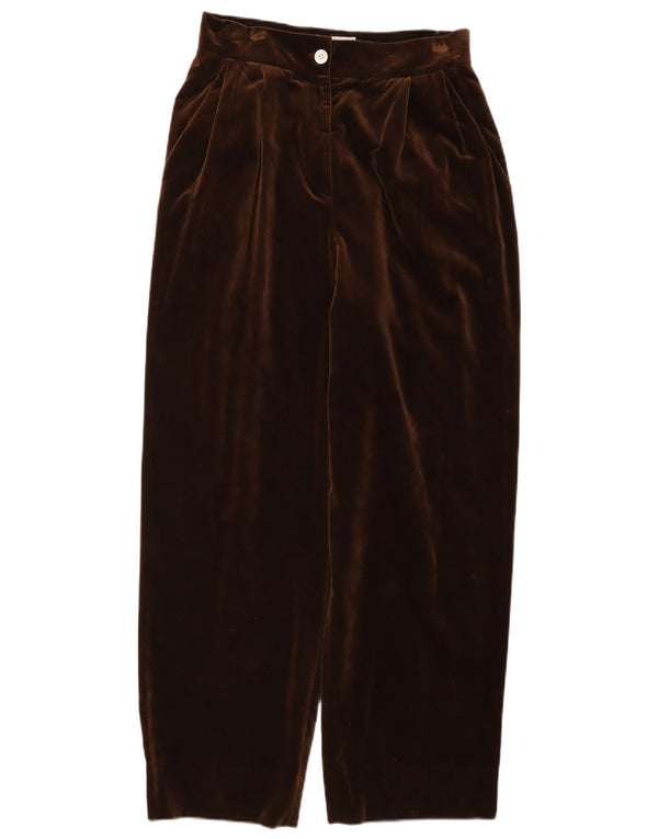 Pantaloni casual a vita alta in velluto da donna vintage IT 46 Large W30 L30 Marrone