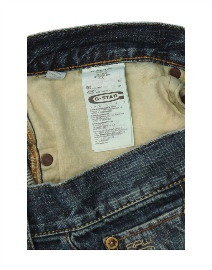G-Star Mens Distressed Slim Jeans W33 L34 Blue Cotton