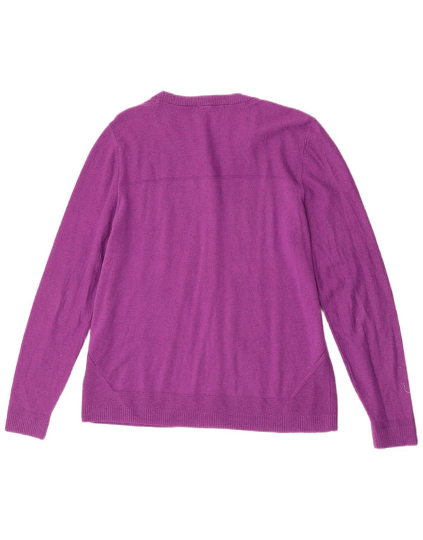 White Stuff Womens Cardigan Sweater UK 16 Large Purple Merino Wool
