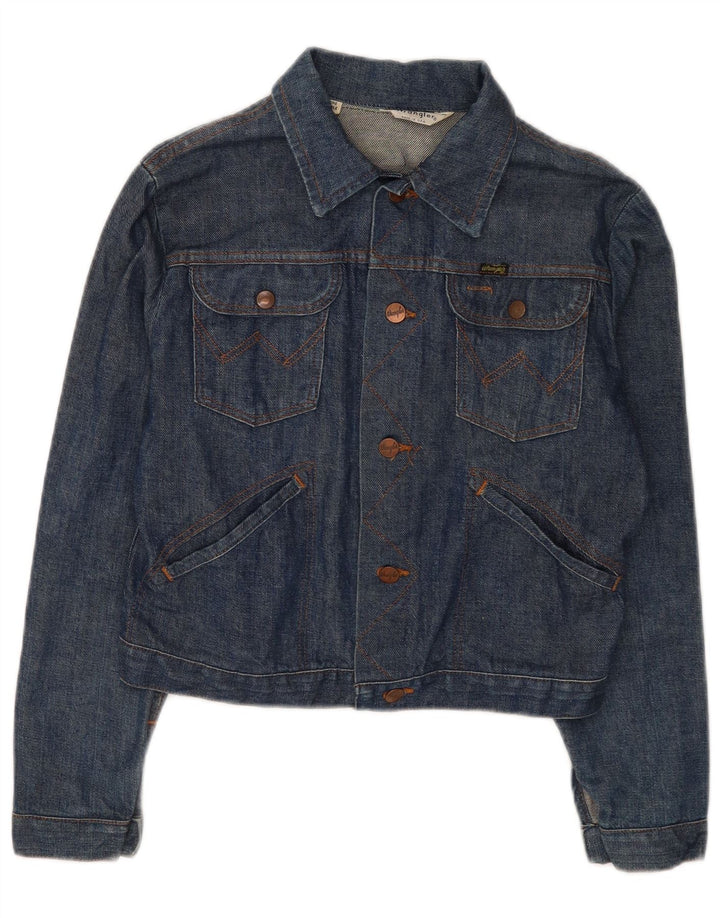 Wrangler Womens Crop Denim Jacke UK 14 Mittelblau