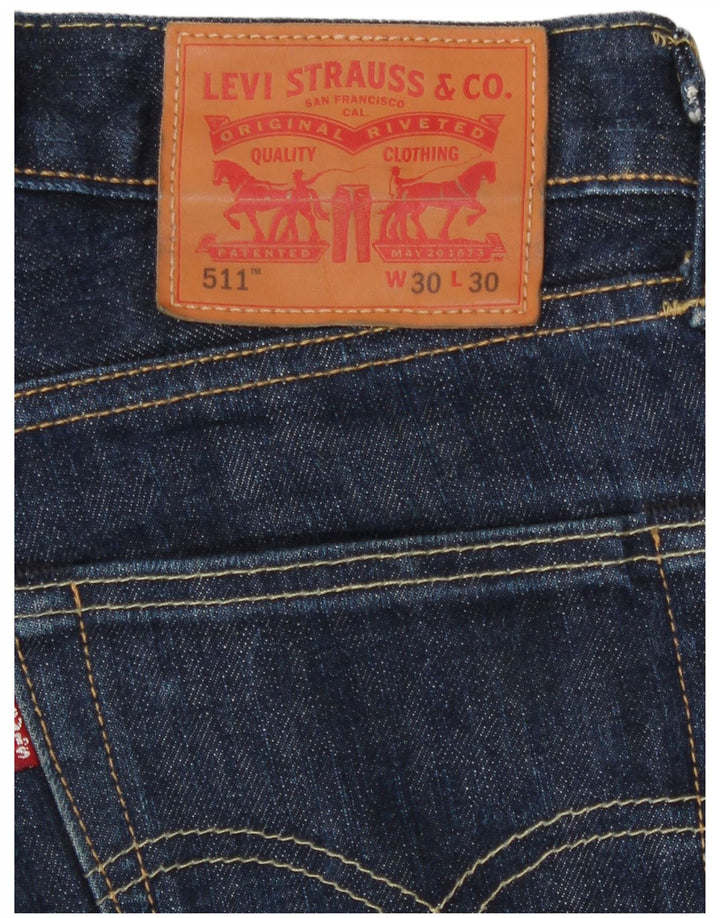 Levi's Mens 511 Slim Jeans W30 L30 Navy Blue Cotton