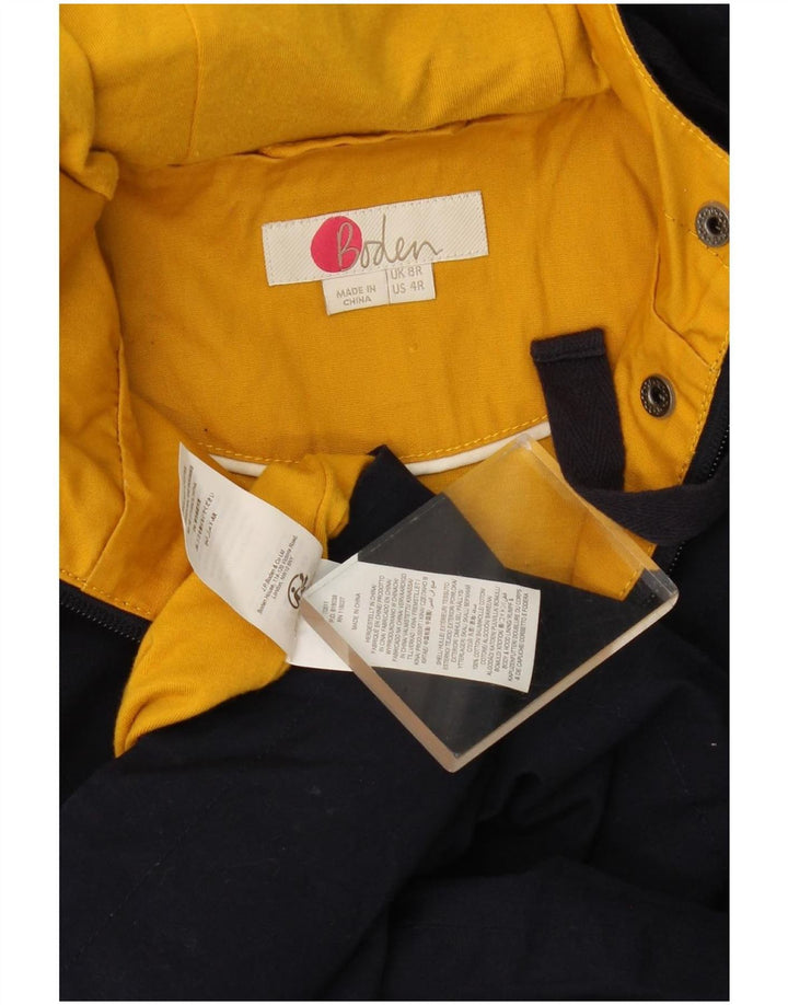 Parka con capucha para mujer Boden UK 8 Small Azul marino Poliéster con bloques de color