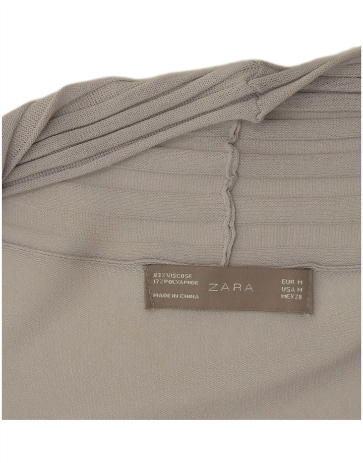 Zara Womens Longline See Through Cardigan Top UK 12 Medium Grey Viscose