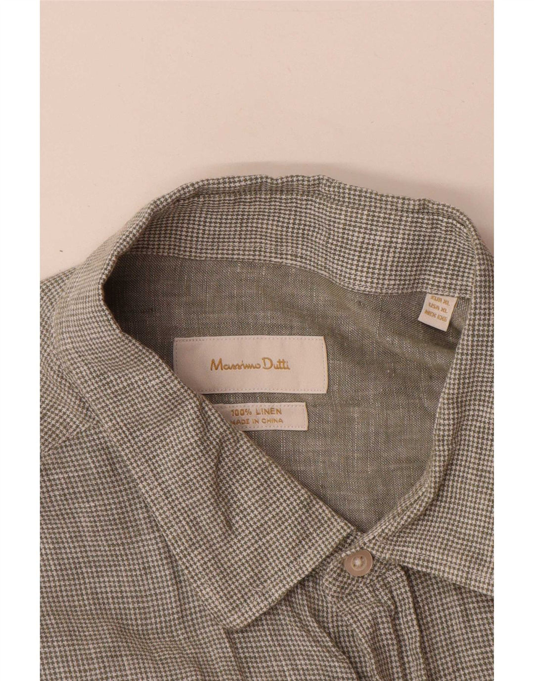 Koszula męska Massimo Dutti XL, zielona, lniana w pepitkę